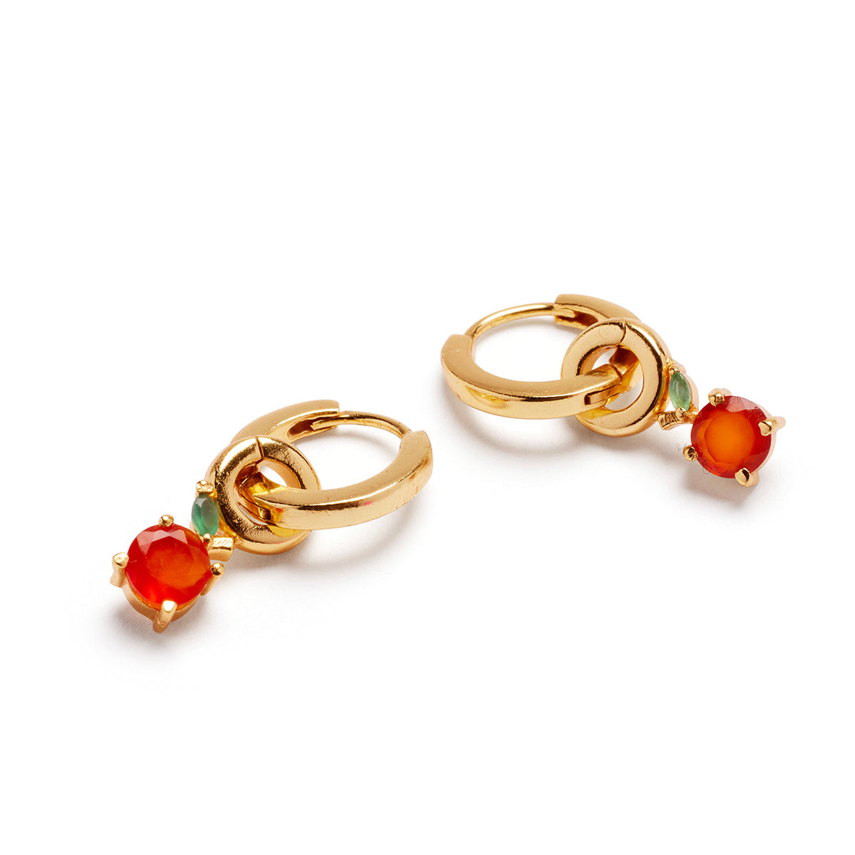 Orange Charms on Simple Huggie Set