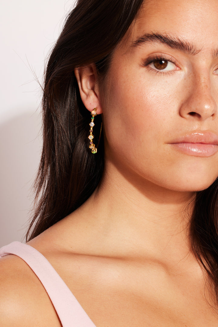 Le Ciel Multicolor Gemstone Hoops