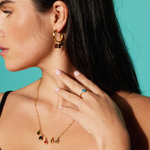 Pendientes de aro con flor floral