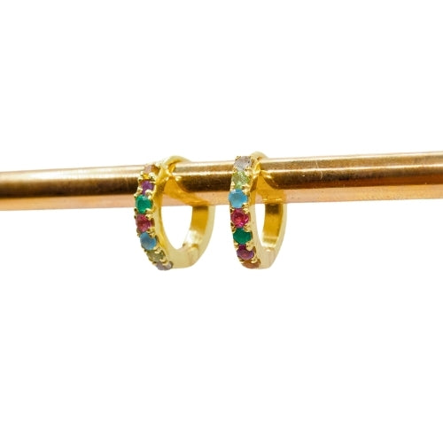 Rainbow Pave Huggie Pair