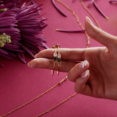 Sage Teardrop Moonstone and Topaz Hoop Earrings