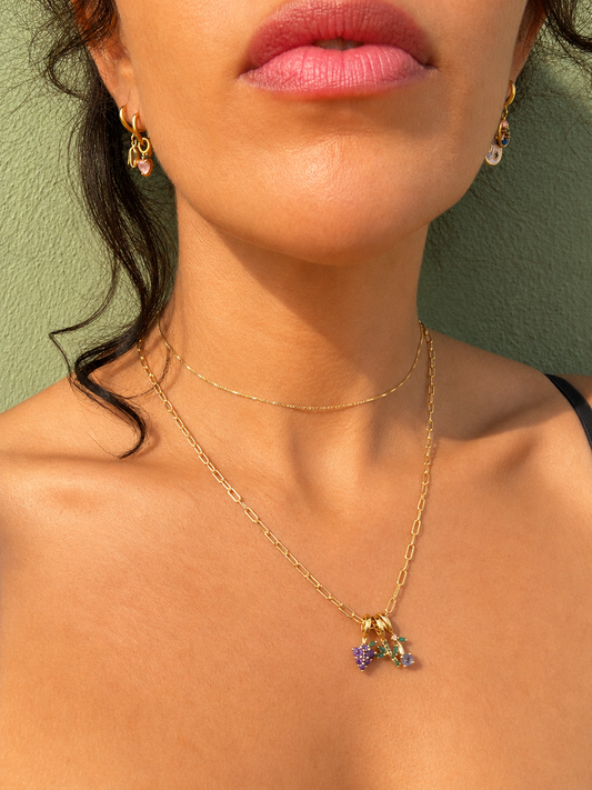 Bamboo Necklace Charm on Siren Adjustable Paperclip Chain