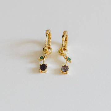 Blueberry Charms on Simple Huggie Set