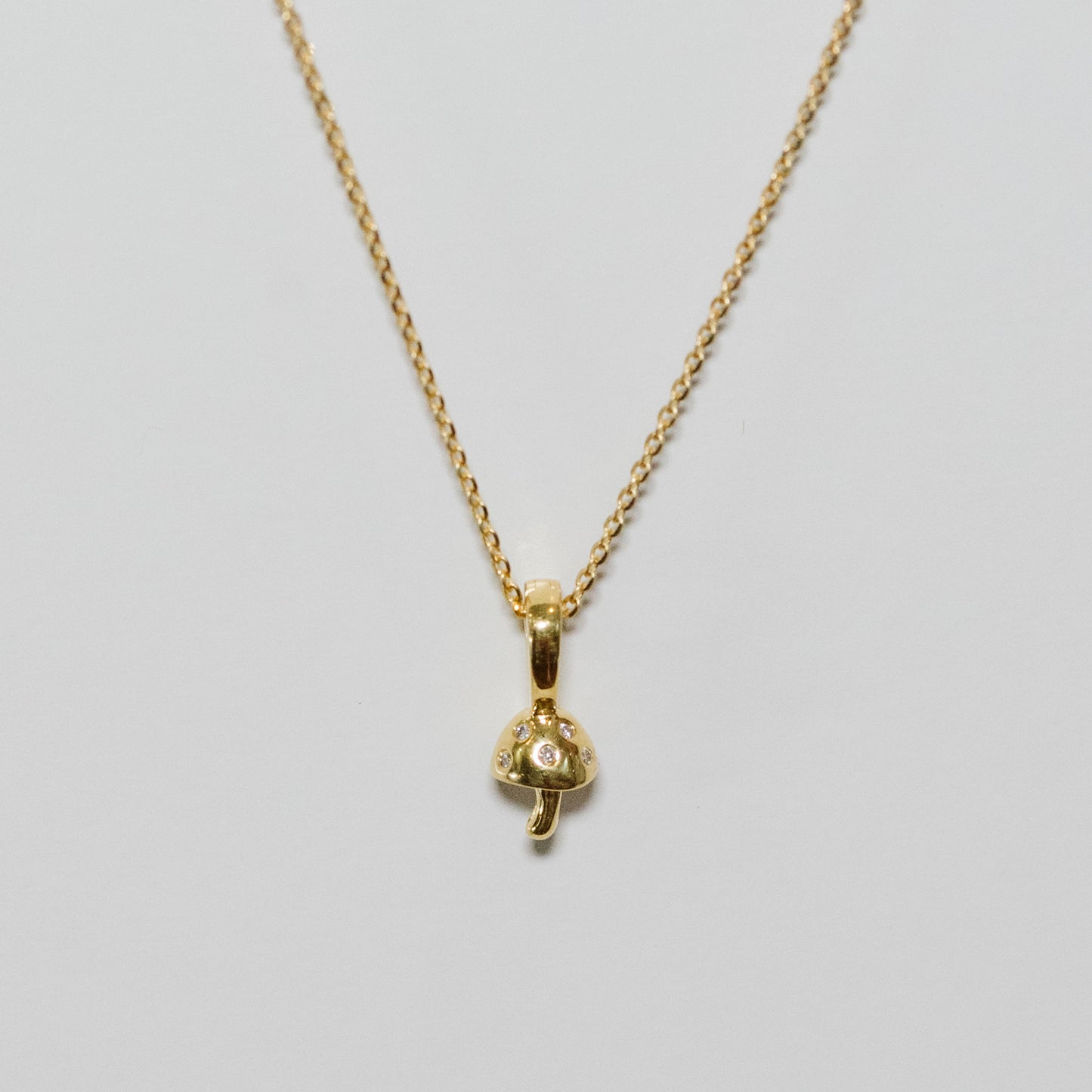 Wundashroom Solid Gold Necklace Charm and Chain With Diamonds
