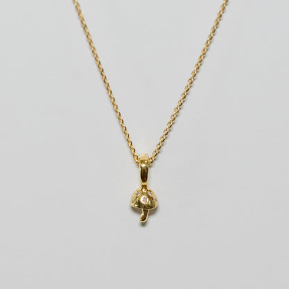 Wundashroom Solid Gold Necklace Charm and Chain With Diamonds