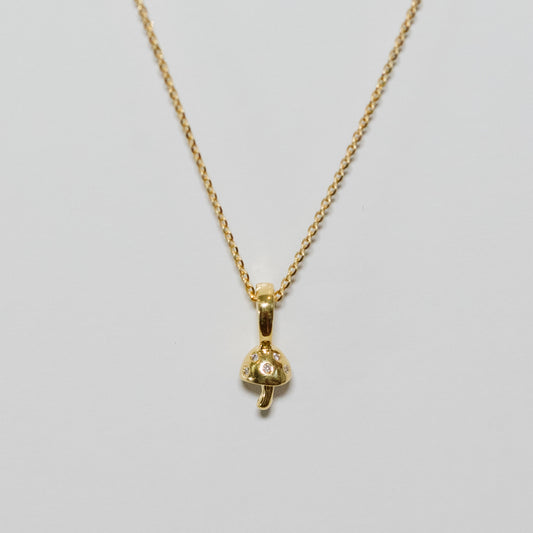 Wundashroom Solid Gold Necklace Charm and Chain With Diamonds