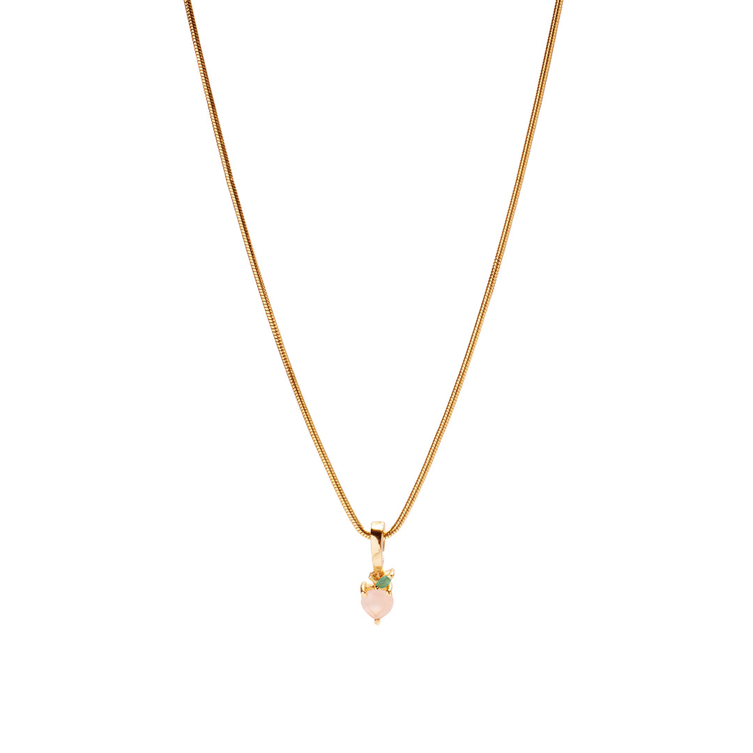 Peachy Necklace Charm on Extra Light Rope Chain