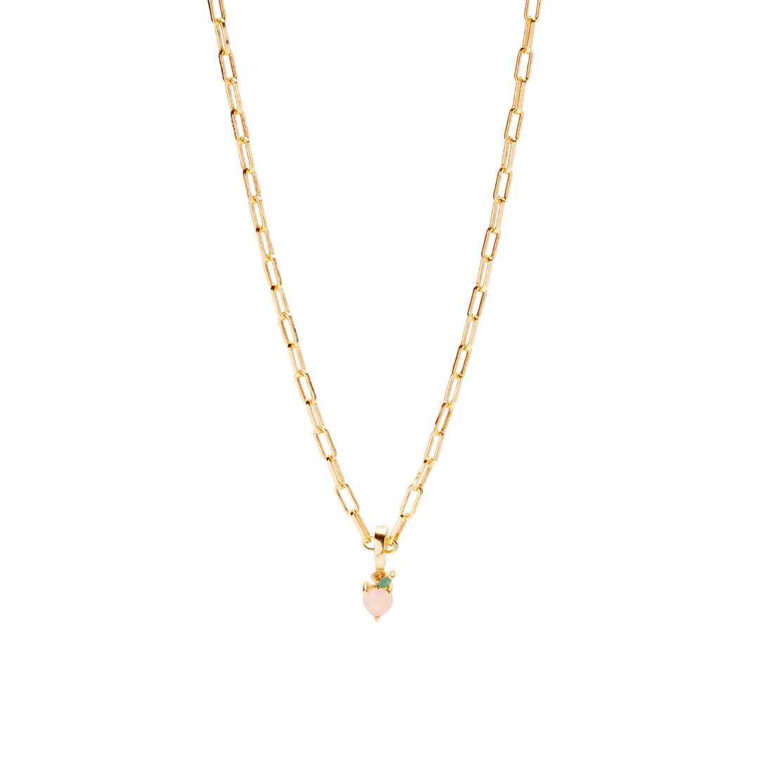 Peachy Necklace Charm on Siren Adjustable Paperclip Chain