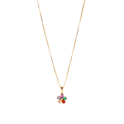 Rainbow Daisy Necklace Charm on Pretty Box Chain