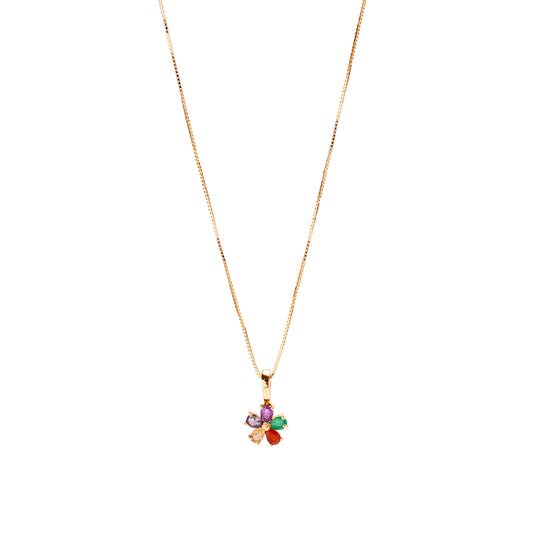 Rainbow Daisy Necklace Charm on Pretty Box Chain