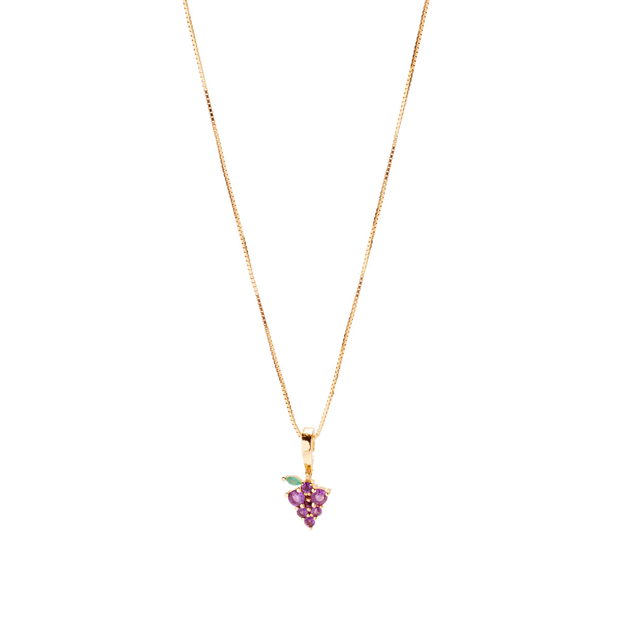 Grape Expectations Necklace Charm on Pretty Box Chain