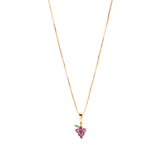 Grape Expectations Necklace Charm on Pretty Box Chain