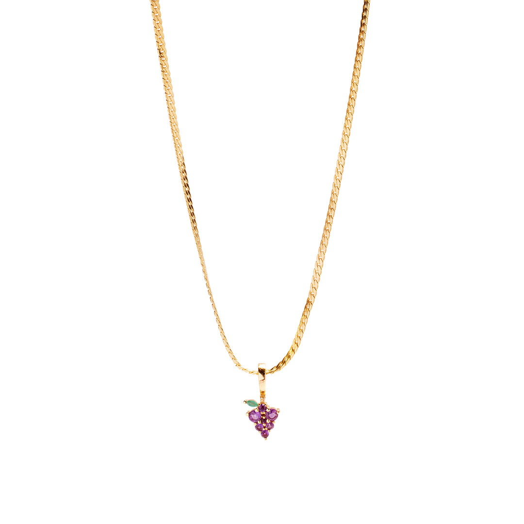 Grape Expections Necklace Charm on Dainty Herringbone Chain