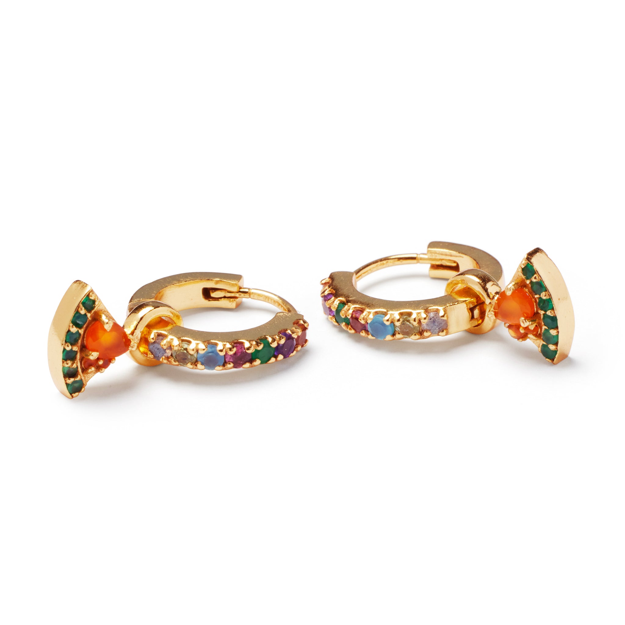 Watermelon Sugar Charm Rainbow Pave Huggies Set