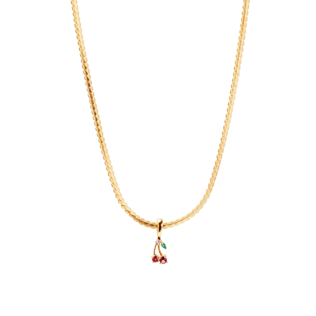 90's Cherry Aesthetic Necklace Charm on Dainty Herringbone Chain