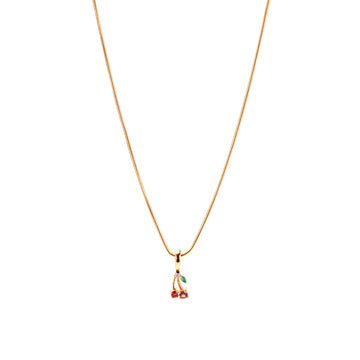 90's Cherry Aesthetic Necklace Charm on Extra Light Rope Chain