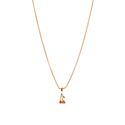 90's Cherry Aesthetic Necklace Charm on Extra Light Rope Chain