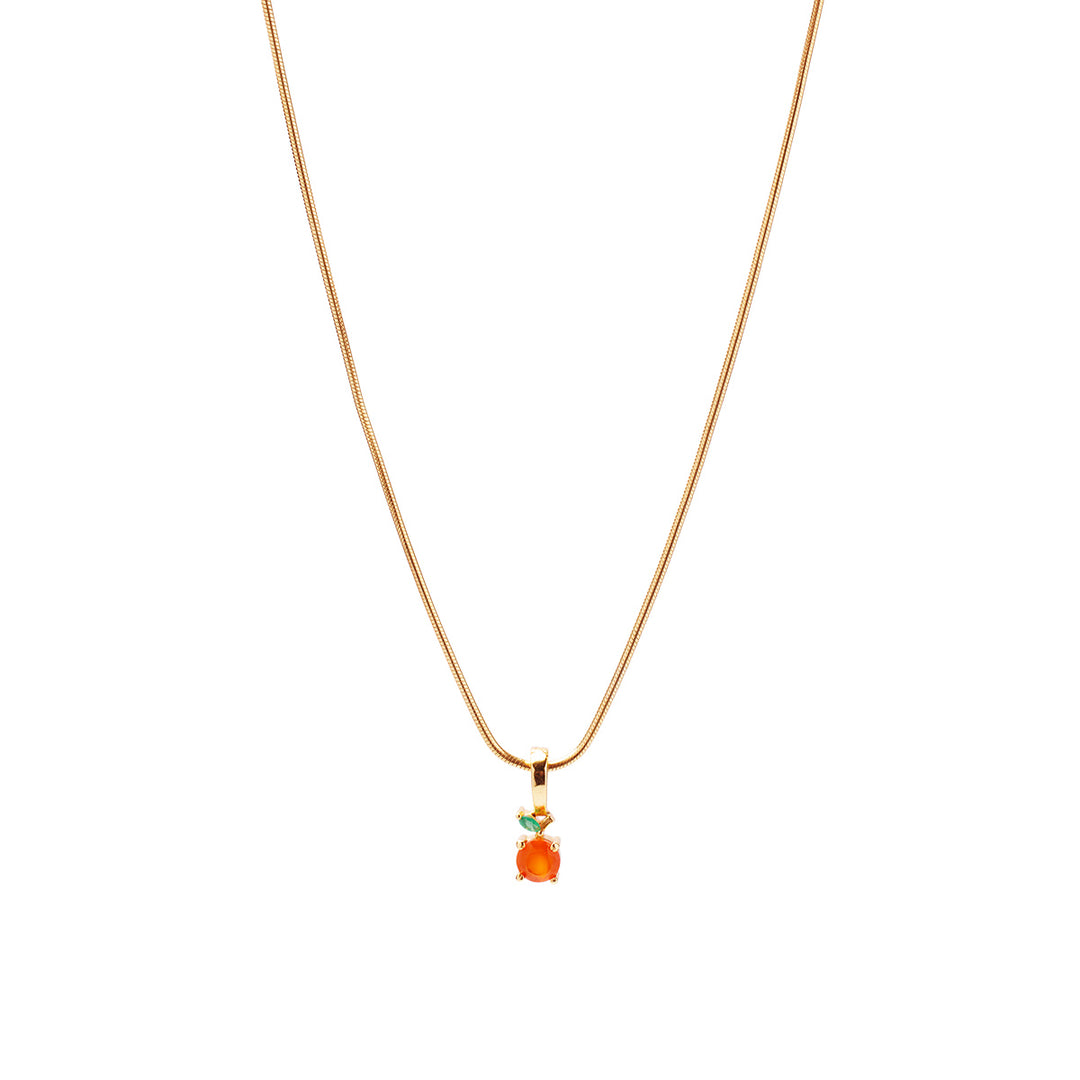 Orange Necklace Charm on Extra Light Rope Chain