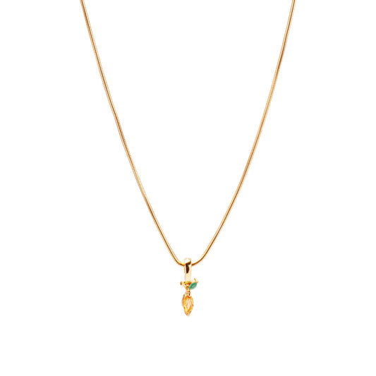 Lemon Zesty Necklace Charm on Extra Light Rope Chain