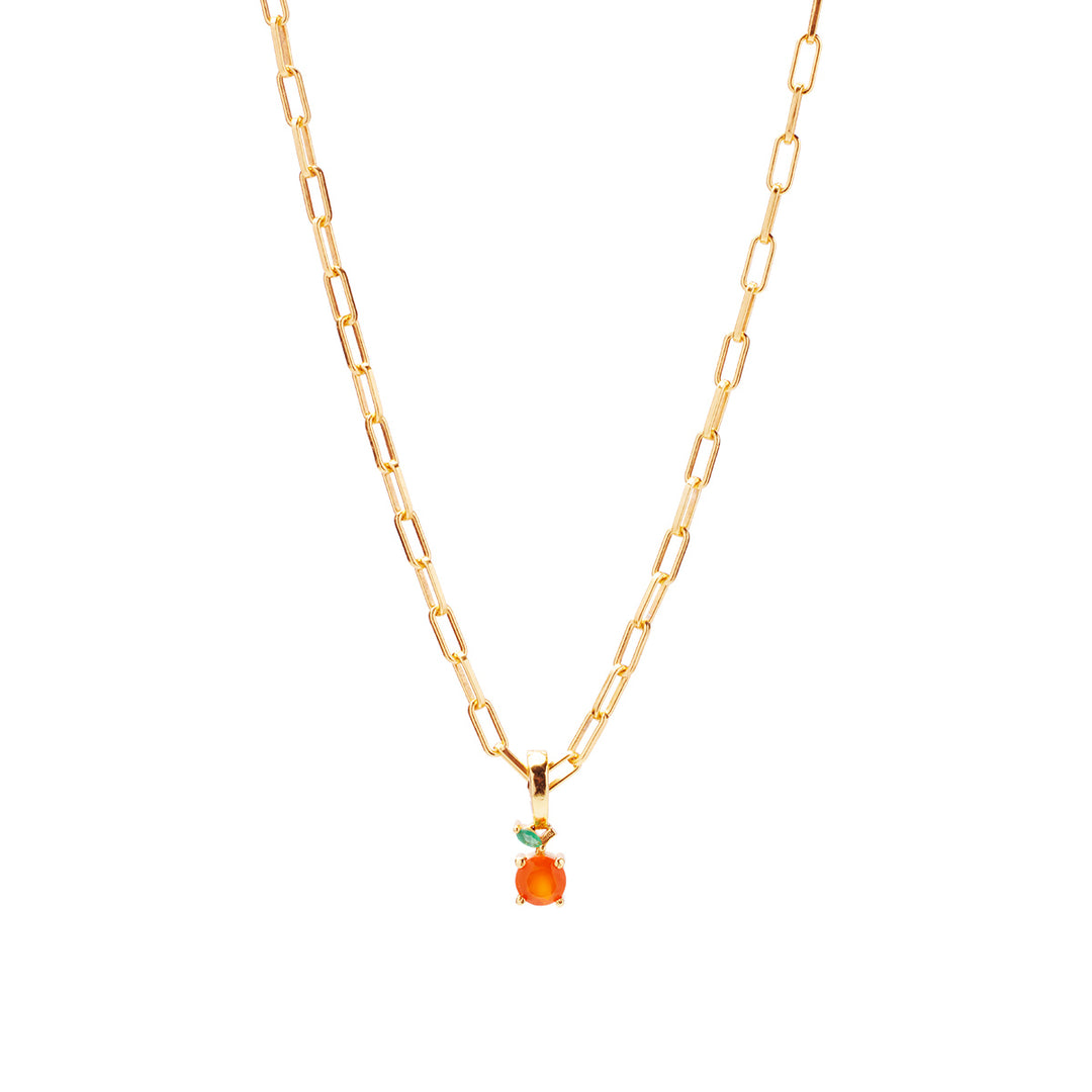 Orange Necklace Charm on Siren Adjustable Paperclip Chain