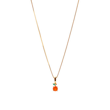 Orange Necklace Charm on Pretty Box Chain