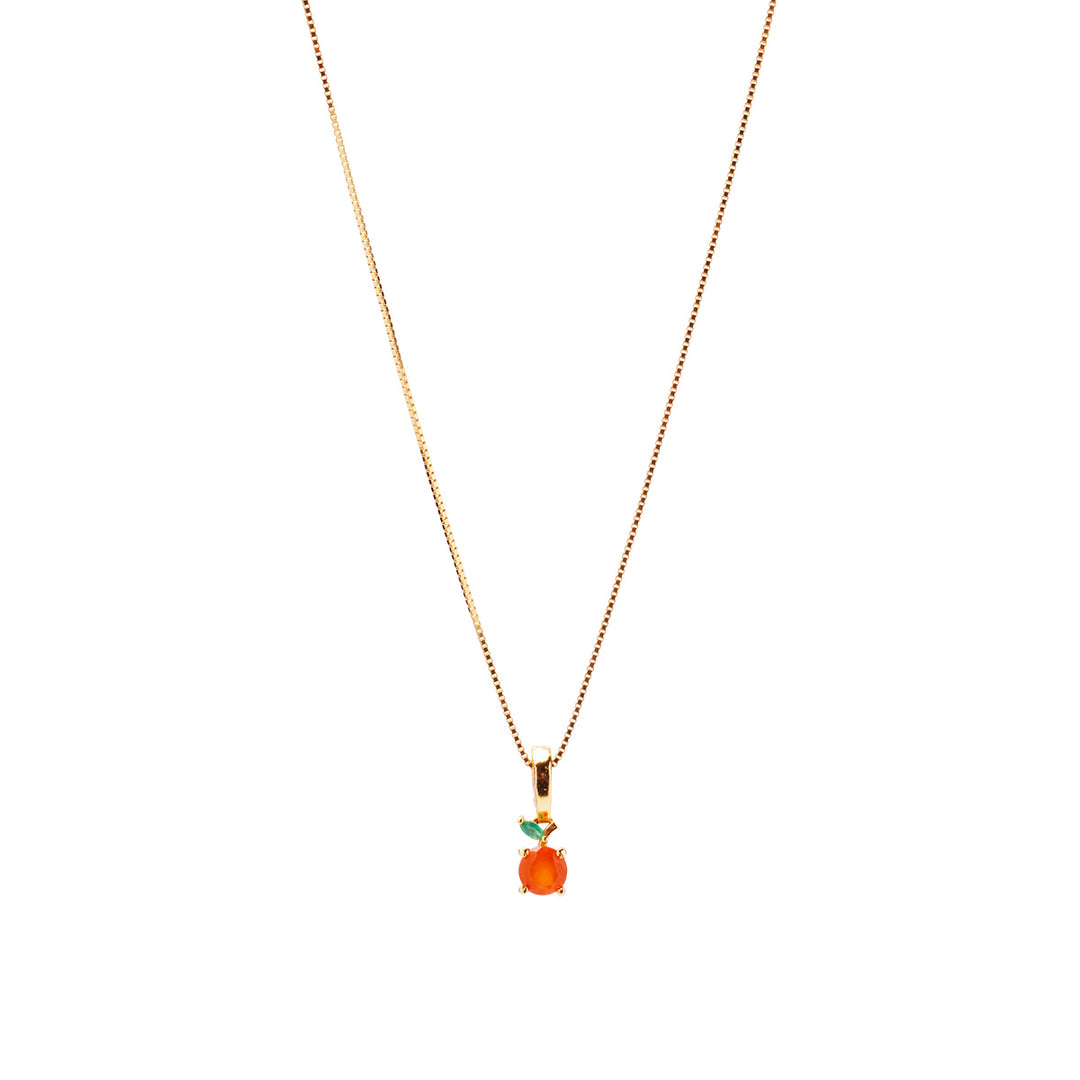 Orange Necklace Charm on Pretty Box Chain