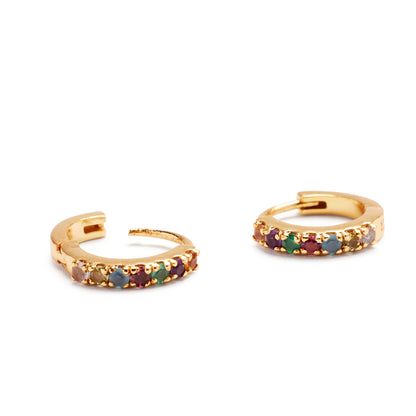 Rainbow Pave Huggie Pair
