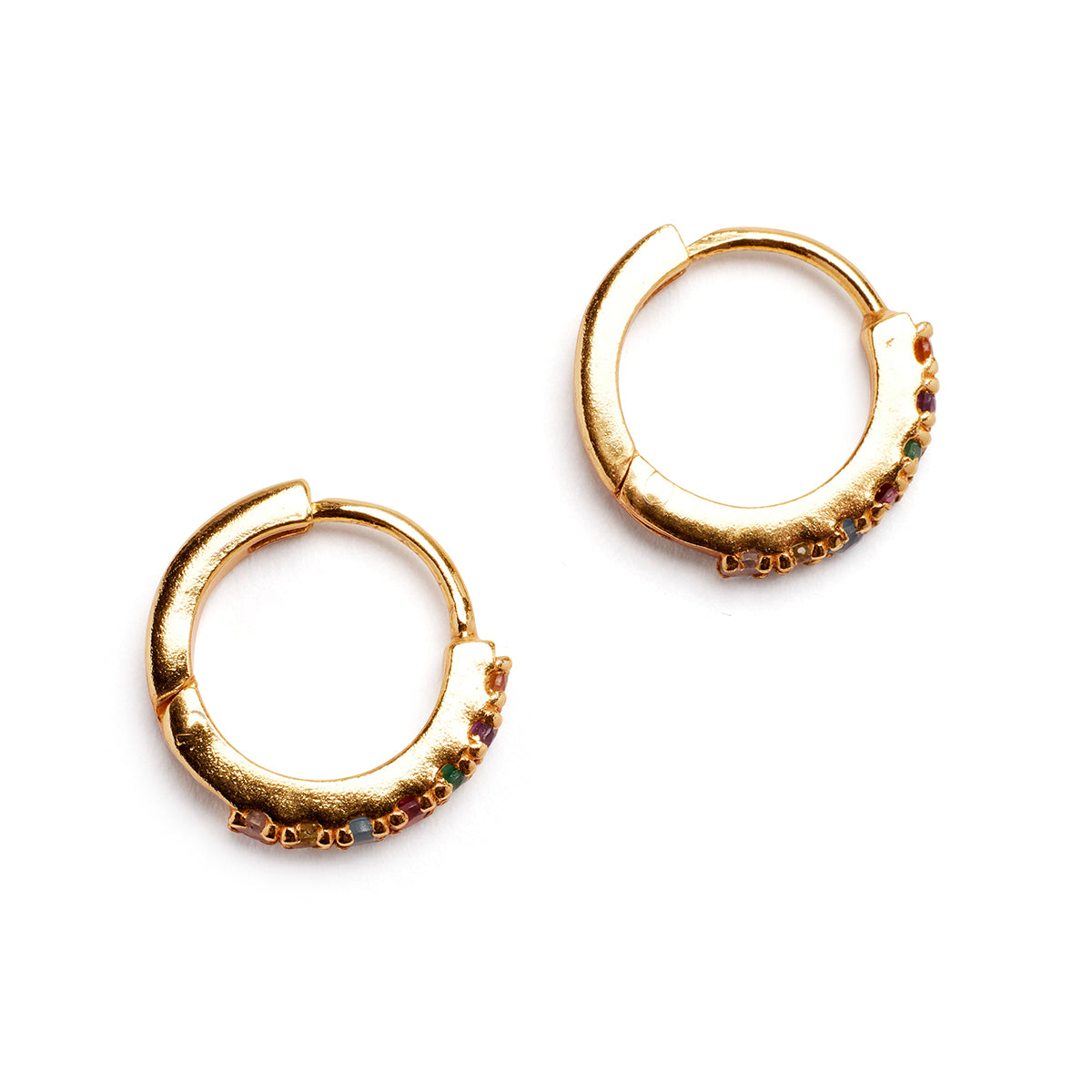 Rainbow Pave Huggie Pair