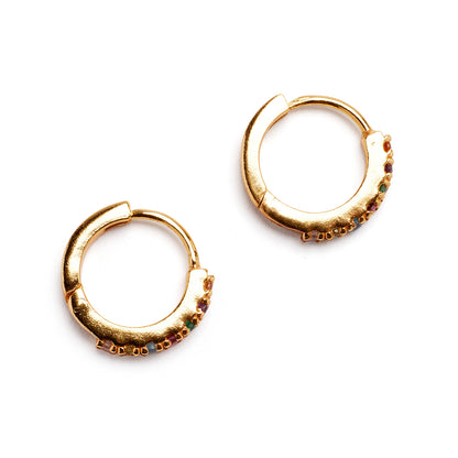 Rainbow Pave Huggie Pair