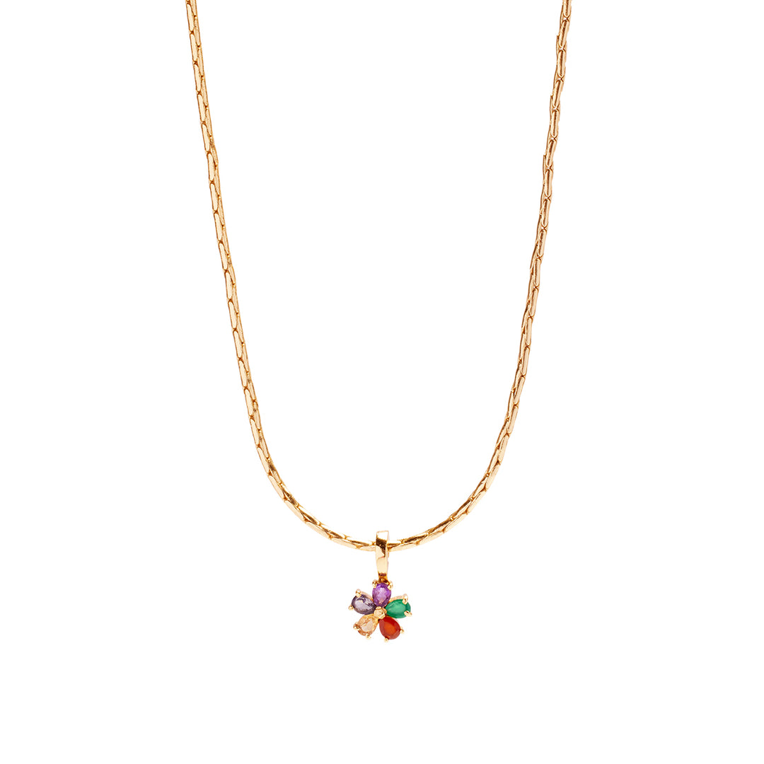 Rainbow Daisy Necklace Charm on Isla Round Snake Chain