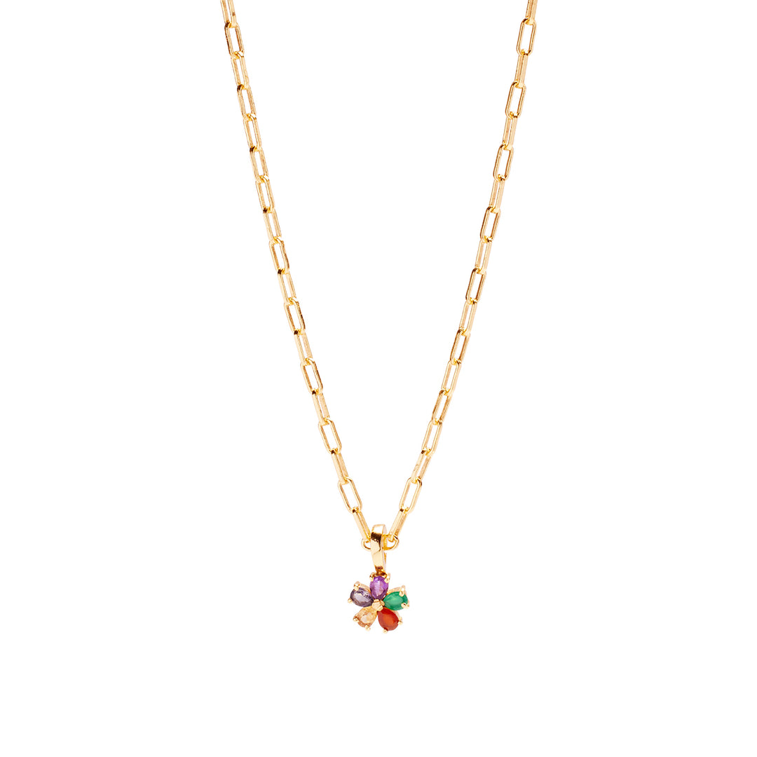 Rainbow Daisy Necklace Charm on Siren Adjustable Paperclip Chain
