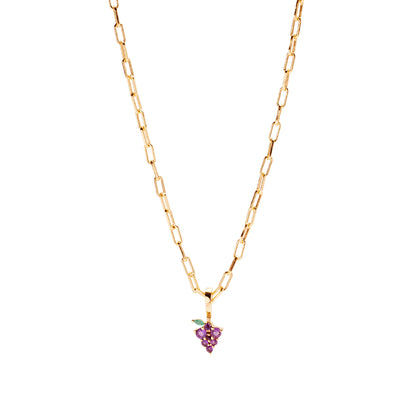 Grape Expectations Necklace Charm on Siren Adjustable Paperclip Chain