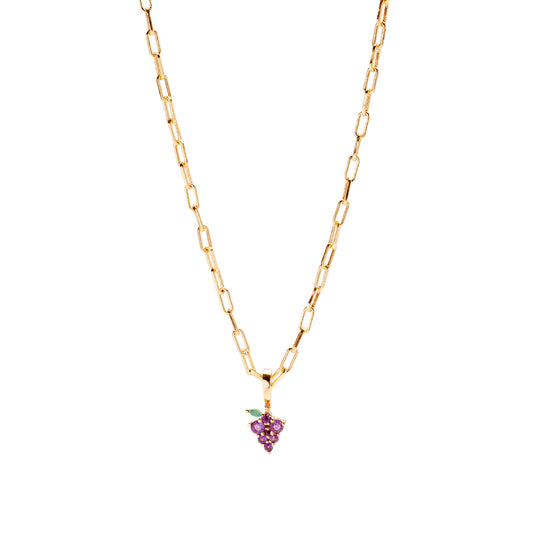 Grape Expectations Necklace Charm on Siren Adjustable Paperclip Chain