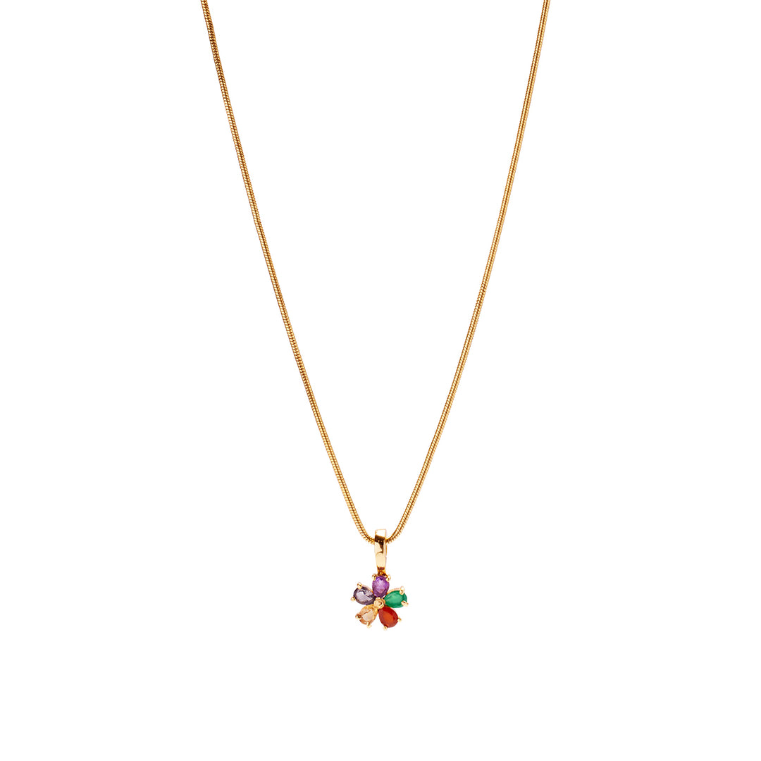 Rainbow Daisy Necklace Charm on Extra Light Rope Chain