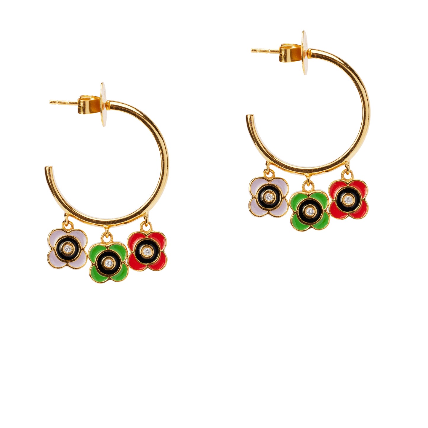 Pendientes de aro con flor floral