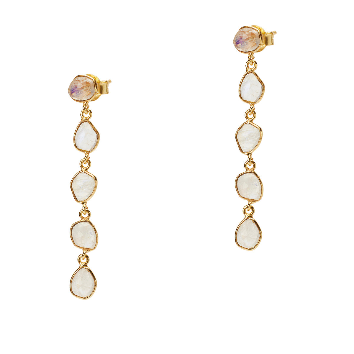 Pendientes de piedra lunar arcoíris de intención