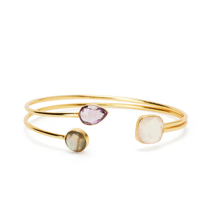 Jupiter Moons Amethyst and Moonstone Cuff Bracelet
