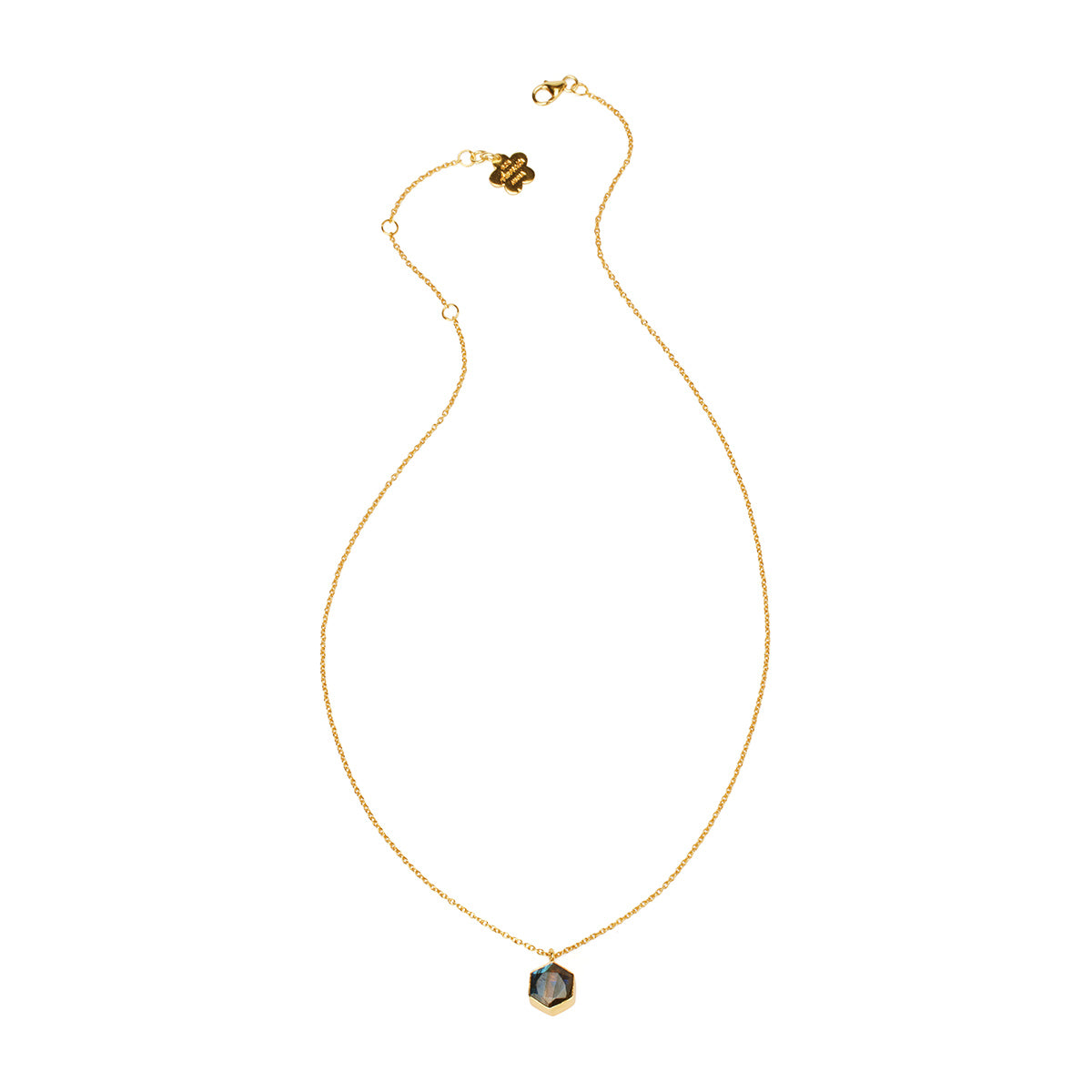 Saturn Octagon Labradorite Stone Necklace