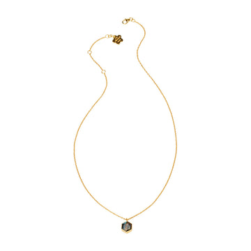 Saturn Octagon Labradorite Stone Necklace