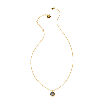 Saturn Octagon Labradorite Stone Necklace