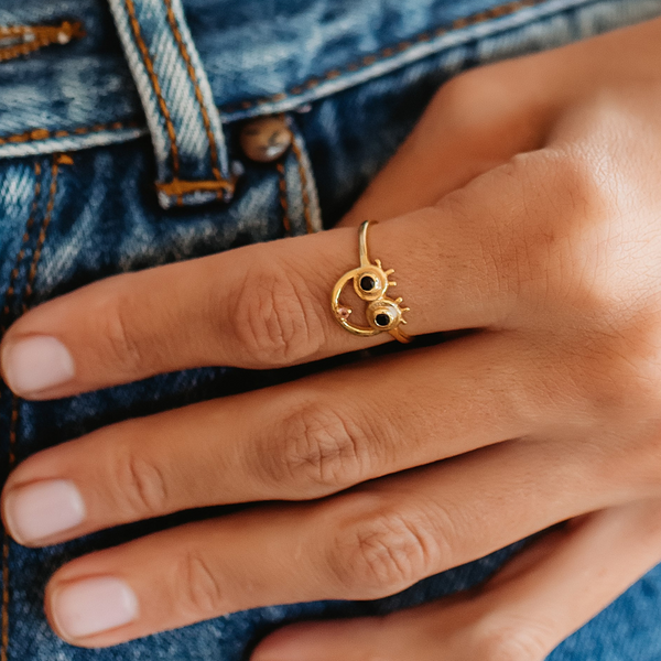 Ammonite and Turquoise Circle Key Ring — Andamento Studio & Gallery