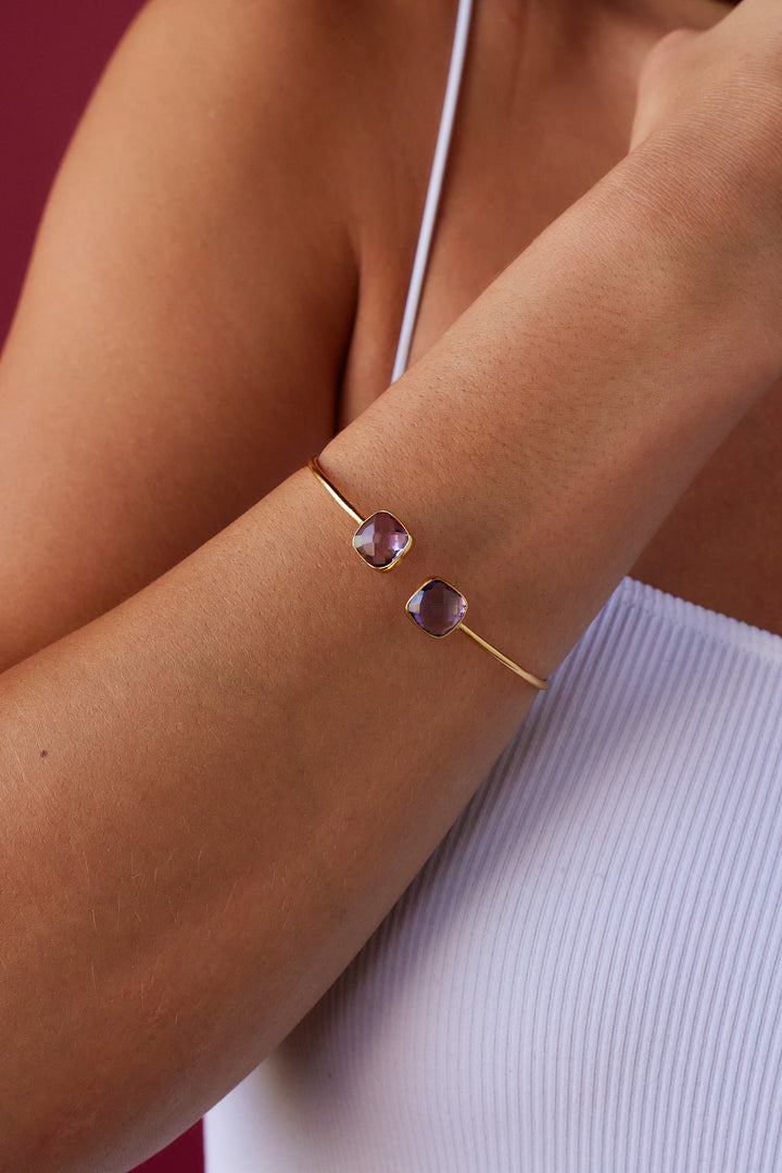 Purple Skies Open Cuff Gemstone Bracelet